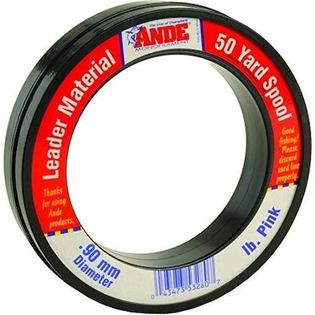 Ande Pink Fluorocarbon Leader Wrist Spool 60Lb 50Yd FPW-50-60